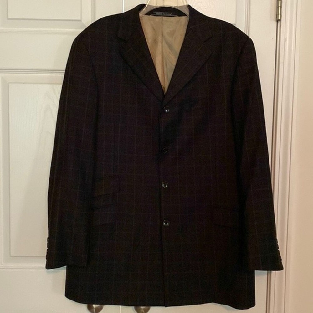 Steve Harvey Collection Suit Jacket Pure Wool 42R Double Vented 4 Button…
